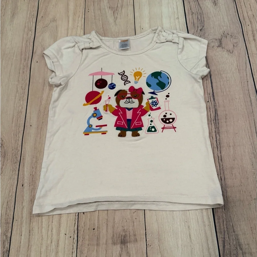 GYMBOREE girls Science Themed Cream T-Shirt/size 7